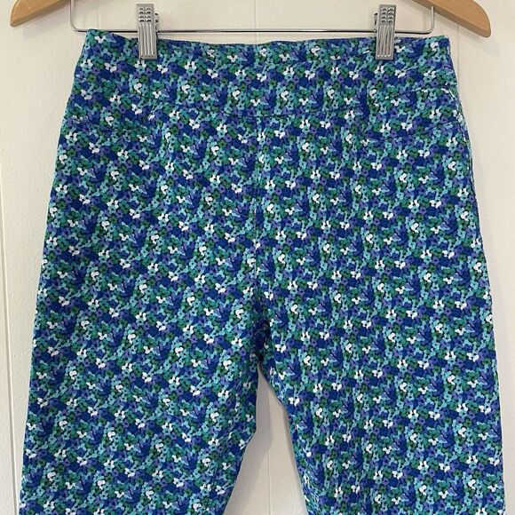 Soft Surroundings Petite Small Super Stretch Capri Pants Cropped Floral Blue - Picture 3 of 12